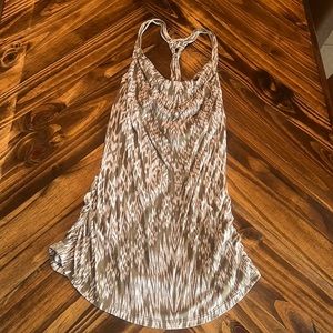Olive green patterned knot back tank with built in shelf bra, BANANA REPUBLIC